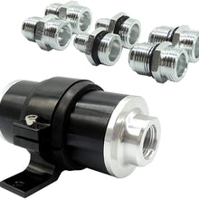 HiSport 58mm Universal High Flow 60 Micron Aluminum Inline Filter Fuel-Petrol Filter+Bracket for AN6/8/10 Fittings Adapters