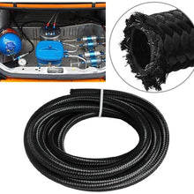 Universal Fuel Line Hose Ends Stainless Steel Braided Oil Gas Fuel Line Hose 20Ft 6AN Black