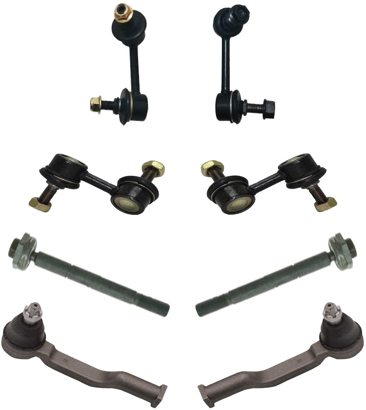 Detroit Axle - 8pc Front & Rear Sway Bar Links + Inner & Outer Tie Rods Kit for 2003-2006 Honda Element, 2007-2011 Honda Element EX, LX - See Fitment