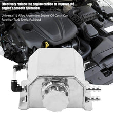 Ejoyous Car Modified 1L Alloy Aluminum Coolant Tank,Engine Oil Catch Can Breather Tank Bottle Polished Square Type