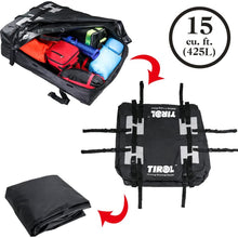 TIROL Waterproof Roof Top Carrier Cargo Luggage Travel Bag (15 Cubic Feet) for Vehicles with Roof Rails
