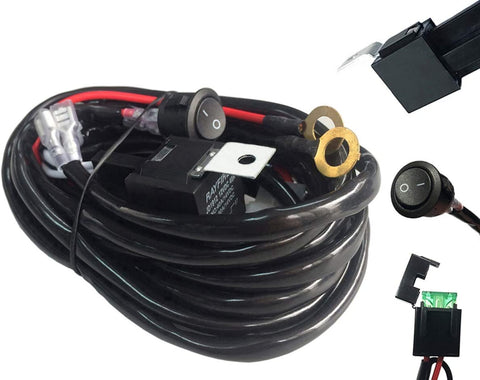 AutoSonic LED Wiring Harness Heavy Duty gauge wire kit for LED Light Bar Work Light, 12V 40A Relay, Fuse and On-off switch button included