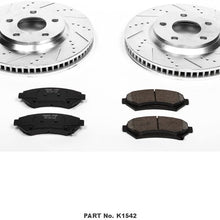 Power Stop K1542 Front Brake Kit with Drilled/Slotted Brake Rotors and Z23 Evolution Ceramic Brake Pads,Silver Zinc Plated