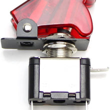 iJDMTOY (2) Aircraft Style 12V/20A Red LED Illuminated On/OFF SPST Toggle Switch w/Safety Flip Cover For Fog Daytime Running Light, Lightbar, etc