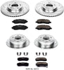 Power Stop K2711 Front & Rear Brake Kit with Drilled/Slotted Brake Rotors and Z23 Evolution Ceramic Brake Pads,Silver Zinc Plated