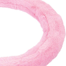 BDK Faux Fur Steering Wheel Cover for Women – Wool Sheepskin Fleece Warm and Cozy Comfort for Hands in Winter, Universal Fit for Steering Wheel Sizes 14.5 15 15.5 (Pink)
