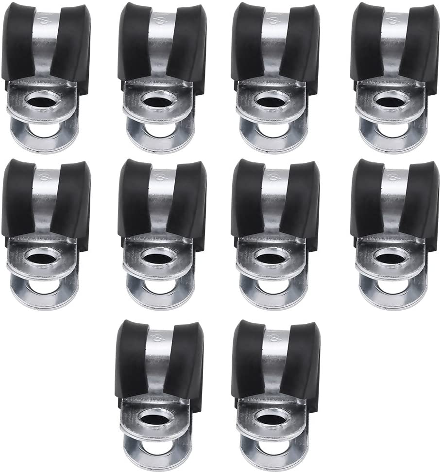 DERCLIVE 10Pcs (6mm) Fuel Line Clamps Rubber Cushion Clamp