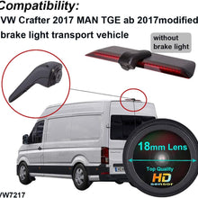 HD IP68 1280pixels Third Roof Top Mount Brake Lamp Reverse Rear View Backup Camera Angle and Distance Adjustable IR Night Vision for V W Crafter 2017 (Reversing Camera)