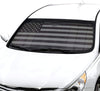 Black White/Gray American Flag - Front Windshield Sun Shade - Accordion Folding Auto Sunshade for Car Truck SUV - Blocks UV Rays Sun Visor Protector - Keeps Your Vehicle Cool - 58 x 28 Inch