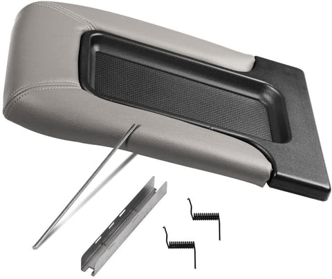 Center Console Lid Replacement Kit Gray - Replaces 924-811, 19127364, 19127365, 19127366, 924-812 - Fits Chevy Silverado, Avalanche, Tahoe, Suburban, GMC Sierra, Yukon - Interior Armrest Hinge Latch