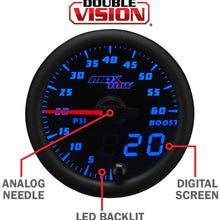 MaxTow Double Vision 260 F Transmission Temperature Gauge Kit - Includes Electronic Sensor - Black Gauge Face - Blue LED Illuminated Dial - Analog & Digital Readouts - for Trucks - 2-1/16" 52mm