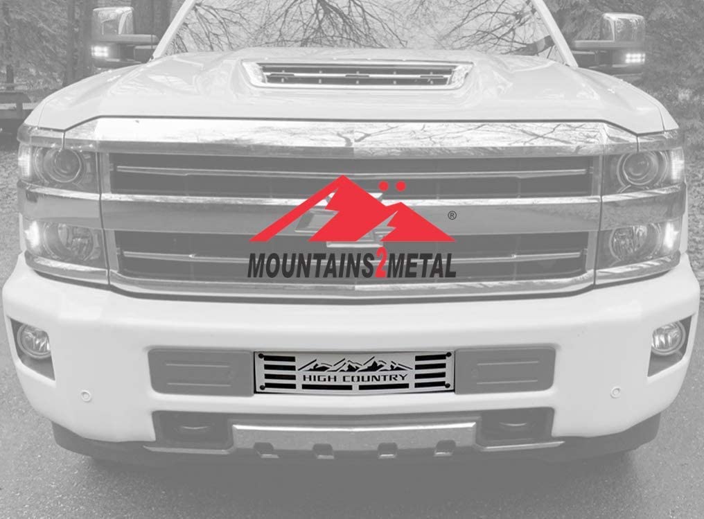 Mountains2Metal High Country White Edition Bumper Grille Insert Compatible with Chevy Silverado 2015-2019 2500 and 3500 M2M #400-130-1-W