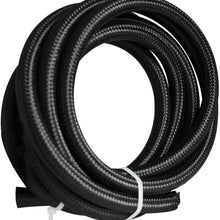 20Ft 6AN Universal Stainless Steel Braided Fuel Line Hose Ends,Black