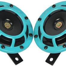 12V LIGHT BLUE SUPER LOUD TWO ELECTRIC BLAST TONE HORN FOR CAR MOTORCYCLE