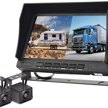 Podofo Backup Camera Kit, HD 1080P 7 '' Monitor Display Reversing Rear View Camera for Trucks RVs Trailers Campers, Two Video Channels Color Night Vision, Built-in DVR IP68 Waterproof