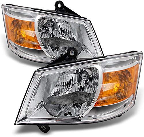 For Dodge Grand Caravan Clear Headlights Head Lamps Driver Left + Passenger Right Side Replacement Pair