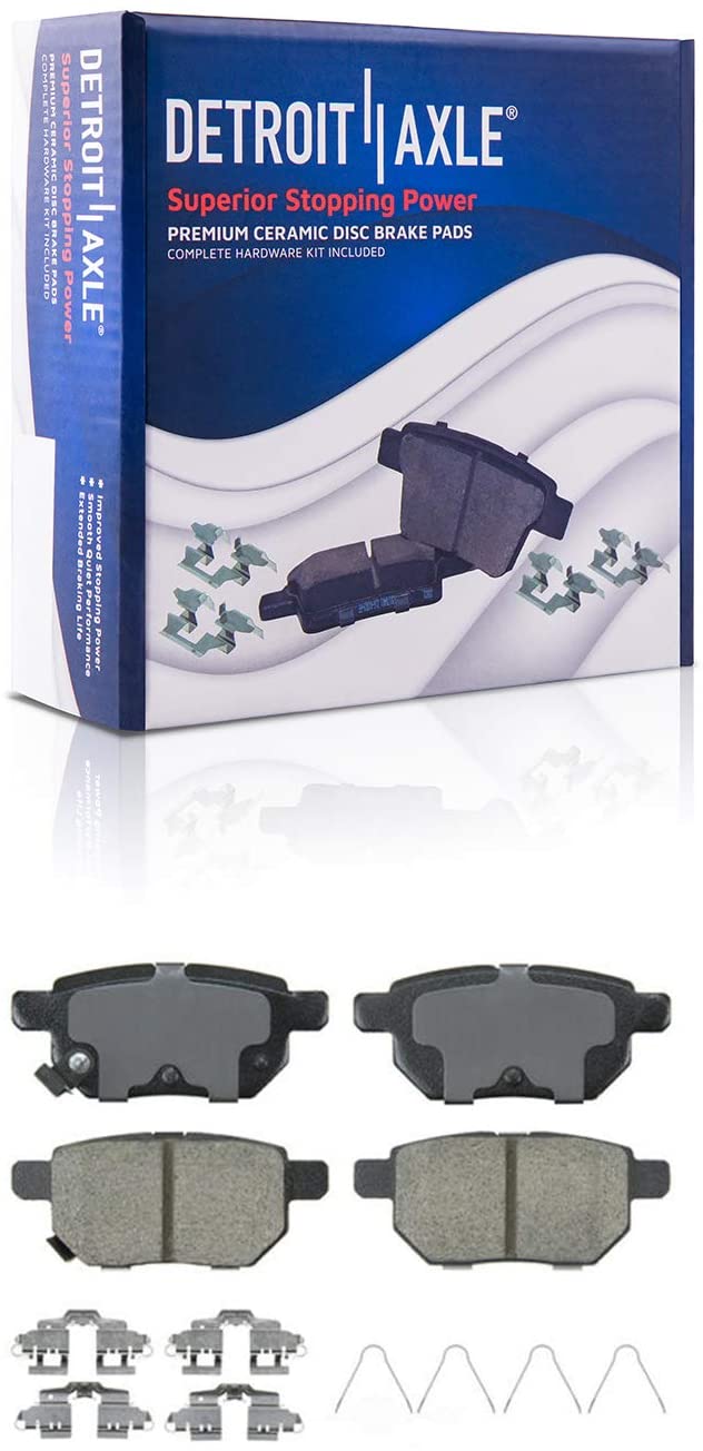 Detroit Axle - REAR Ceramic Brake Pads w/Hardware Kit for 2011-2017 Lexus CT200h - [2010-2017 Toyota Prius] - Prius Plug-In