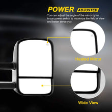 OCPTY Towing Mirrors with Power Heated Left and Right Side Tow Mirrors Compatible with 2007-2013 for Chevy Avalanche 1500 Suburban 1500/2500 for GMC Yukon XL 1500/2500 with Black Housing