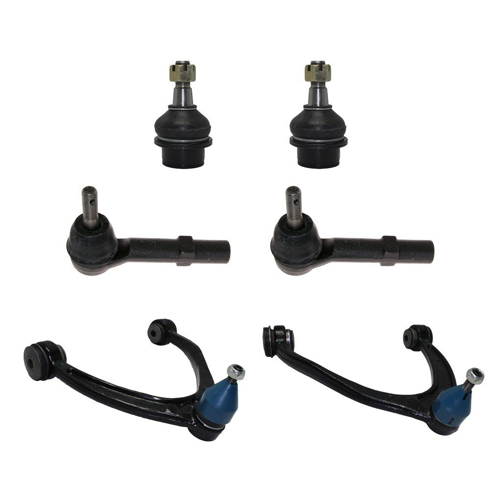 6-Piece Front Suspension Kit - Both (2) Front Upper Control Arm & Ball Joints, 2 Front Lower Ball Joints Fit Steel Control Arms Only, Press In