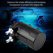 Oil Catch Tank, Universal Aluminum Car Engine Oil Reservoir Catch Can Breather Tank Kit(Black)