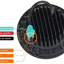 7" LED Headlights Bulb with White Halo Angel Eye Ring DRL & Amber Turn Signal Lights for Jeep Wrangler JK LJ CJ Hummer H1 H2