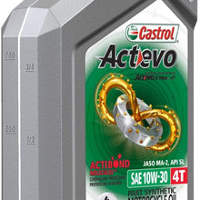 Castrol 06119 ACTEVO 4T 10W-30 Part Synthetic Motorcycle Oil, 1 Quart Bottle, 6 Pack