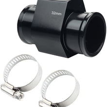 Dewhel Aluminum Black Water Temp Meter Temperature Gauge Joint Pipe Radiator Sensor Adaptor Clamps 32mm