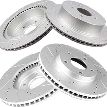 ROADFAR Drilled Slotted Front Rear Brake Rotors fit for 2004-2009 2011-2017 Nissan Quest