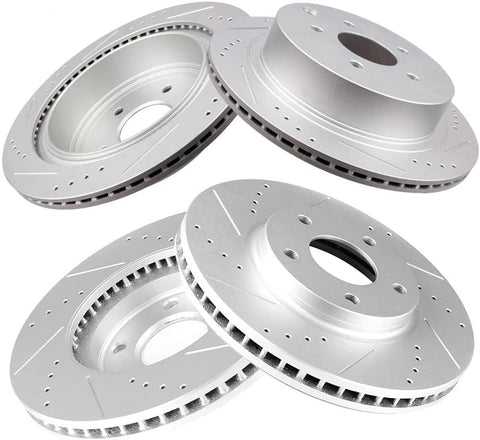 ROADFAR Drilled Slotted Front Rear Brake Rotors fit for 2004-2009 2011-2017 Nissan Quest