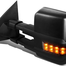 Right Side Black Power Heated Smoked LED Turn Signal Lamp Side Towing Mirror Replacement for Silverado Sierra K2XX 14-17