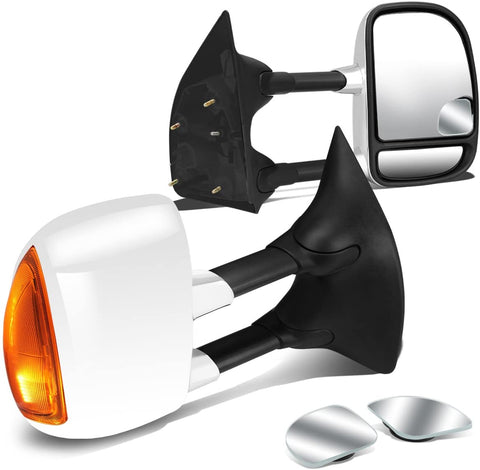DNA Motoring TWM-004-T666-CH-AM+DM-074 Pair of Towing Side Mirrors + Blind Spot Mirrors