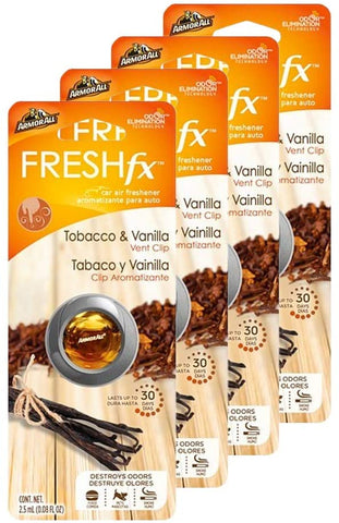 Armor All FRESHfx Car Air Freshener Vent Clip, 4-Pack (Tobacco & Vanilla)