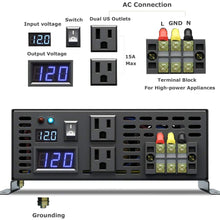 WZRELB 2500 watt 12V Pure Sine Wave Inverter, Automotive Car Power Inverter,Dual 120V AC outlets, DC to AC,Best Back Up Power Supply for RV,Home,Office