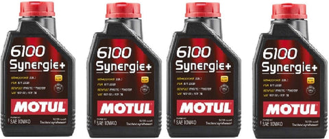 Motul 108646 Set of 4 6100 Synergie+ 10W-40 Motor Oil 1-Liter Bottles