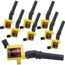 CarBole Ignition Coil Pack DG508 V8 Auto Car Parts Spark Plugs Compatible with Ford Lincoln Mercury 4.6L 5.4L C1454 C1417 FD503 8Pcs Yellow
