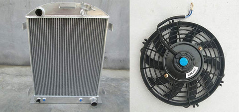 3 core Aluminum Radiator + FAN for FORD HI-BOY Grill Shells Chevy engine 1932 32