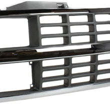 Grille Assembly Compatible with 1988-1993 Chevrolet K1500 Chrome Shell/Silver Insert with Quad or Composite Headlights