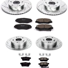 Power Stop K2744 Front & Rear Brake Kit with Drilled/Slotted Brake Rotors and Z23 Evolution Ceramic Brake Pads,Silver Zinc Plated
