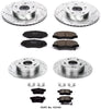 Power Stop K2744 Front & Rear Brake Kit with Drilled/Slotted Brake Rotors and Z23 Evolution Ceramic Brake Pads,Silver Zinc Plated