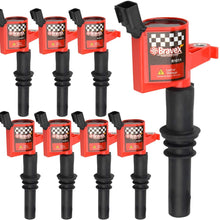 Bravex 8 Pack Straight Boot Ignition Coils 15% More Energy F-150 for Ford Lincoln Mercury V8 V10 4.6l 5.4l 6.8l Compatible with DG511 C1541 FD508-Upgrade (Red)