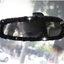 Siyibb Leather Car Stretchy Rearview Mirror Cover with Crystal Decor for Women