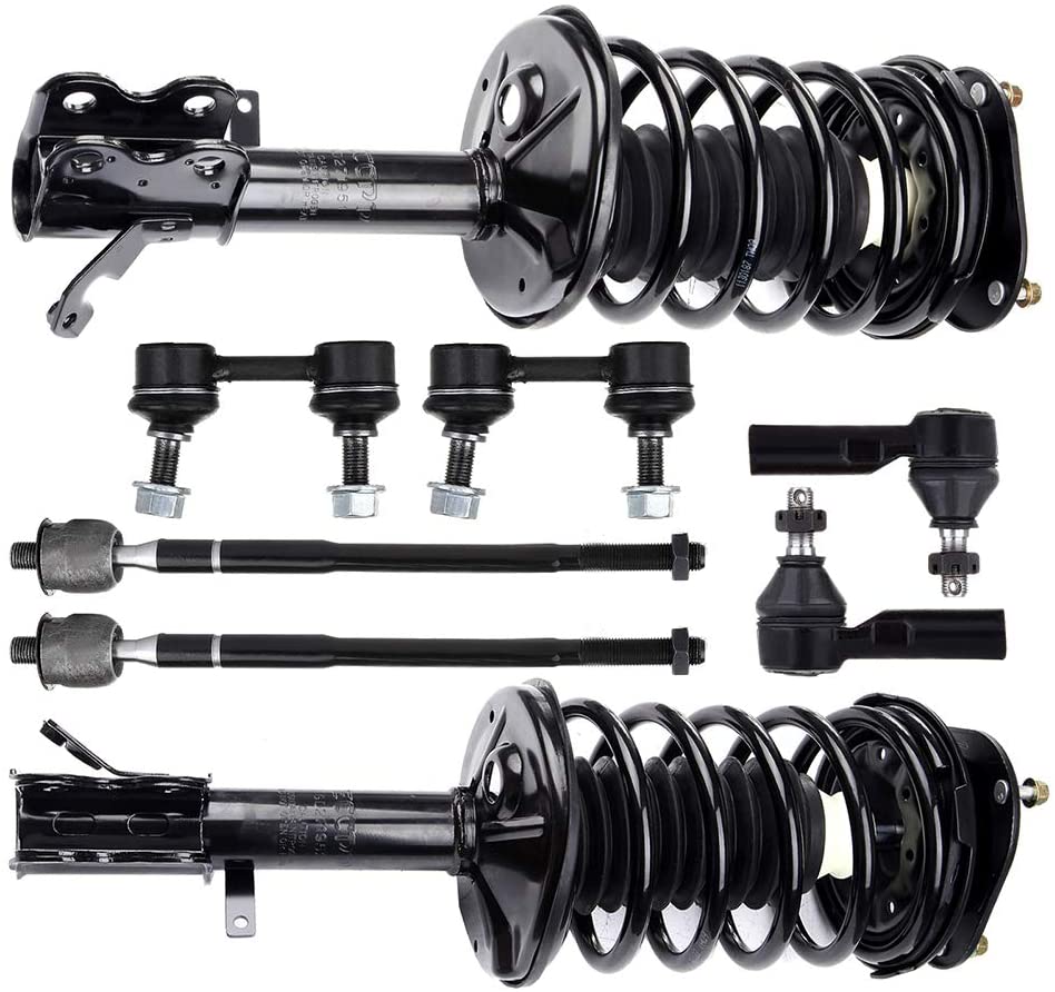 ANGLEWIDE Front Strut Spring Assembly Stabilizer Bar Link Kit Tie Rod End Suspension Kit Compatible for 98 99 00 01 02 Chevrolet Prizm