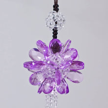 Crystal Flower Car Hanging Ornament Car Rear View Mirror Pendant Car Accessories (Purple)