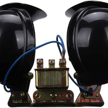 GARNECK 2Pcs Snail Car Horn Dual Tone 12V Electric Horn Whistle Cart Horn Truck Horns Auto Horn for Truck Car Motorcycle Pickup (Black)