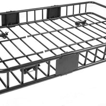 KCHEX 64" Universal Black Roof Rack Cargo Carrier w/with Extension Luggage Hold Basket SUV
