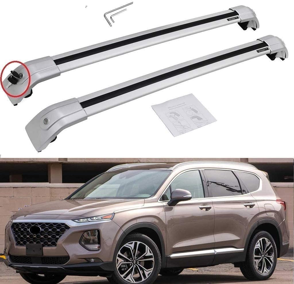 SAREMAS US Silver roof Cargo Racks for Hyundai Santa fe Sport XL 2013-2019 Cross Bars Roof Rack Rail Luggage Cargo Carrier Lockable(5 seat 7 Seats)