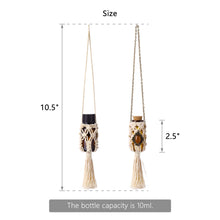 Dahey Mini Macrame Hanging Car Diffuser,Refillable Car Aromatherapy Essential Oil Diffuser Bottle with Cap, Macrame Hanging Car Decor Bottle, 2 Pack 10ml Empty Bottles