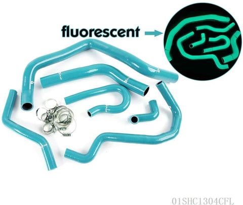 6 PCS Silicone Radiator Coolant Hose Clamps Kit For Honda Civic Typer Ek Eg B16a B18c B20b 1992-2000 Fluorescent Green