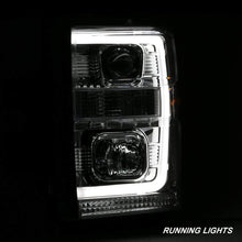 For 2008-2010 Ford F250 F350 F450 F550 Superduty LED Tube Projector Headlights Driver+Passenger Pair