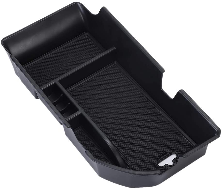 QianBao Compatible with Center Console Organizer Insert ABS Black Materials Tray Armrest Storage Box for Toyota Camry 2018 2019